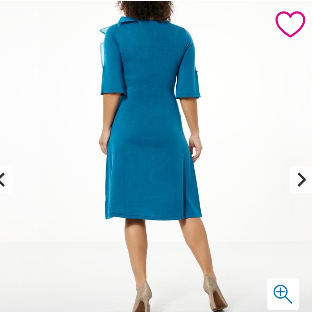 C Wonder by Christian Siriano Blue Cascade Organza Ruffle Cocktail Midi Dress - Picture 5 of 11